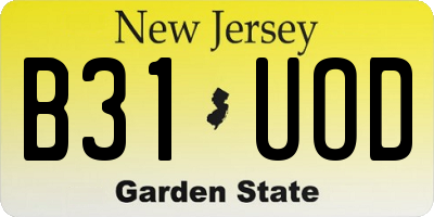 NJ license plate B31UOD