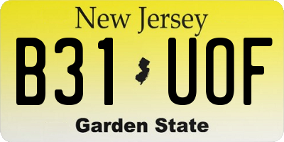 NJ license plate B31UOF