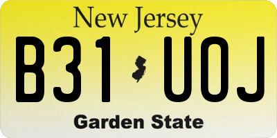 NJ license plate B31UOJ