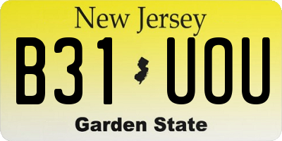 NJ license plate B31UOU