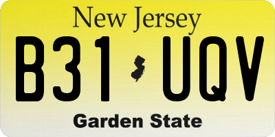 NJ license plate B31UQV