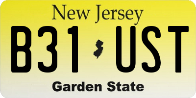 NJ license plate B31UST