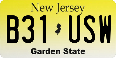 NJ license plate B31USW