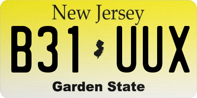 NJ license plate B31UUX