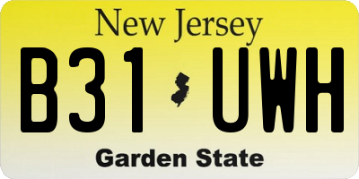 NJ license plate B31UWH