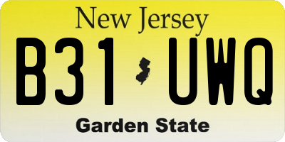 NJ license plate B31UWQ