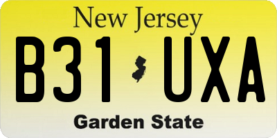 NJ license plate B31UXA