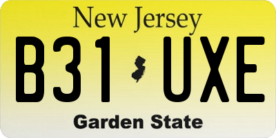 NJ license plate B31UXE