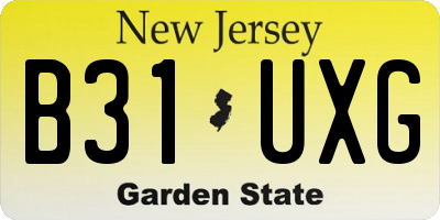 NJ license plate B31UXG