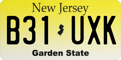NJ license plate B31UXK