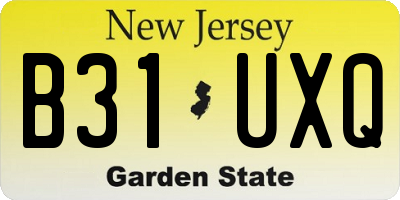 NJ license plate B31UXQ