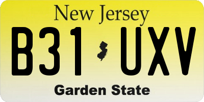 NJ license plate B31UXV