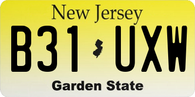 NJ license plate B31UXW