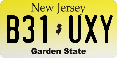 NJ license plate B31UXY