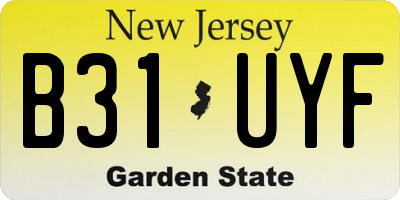 NJ license plate B31UYF