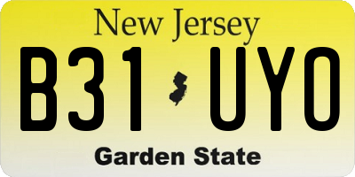 NJ license plate B31UYO