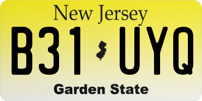 NJ license plate B31UYQ