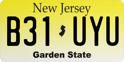 NJ license plate B31UYU