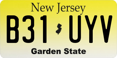 NJ license plate B31UYV