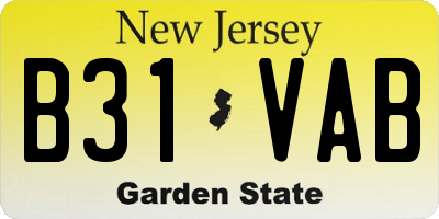 NJ license plate B31VAB