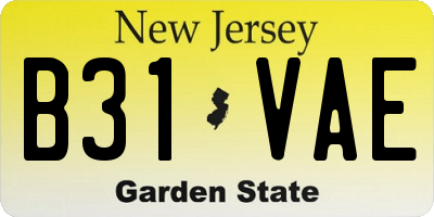 NJ license plate B31VAE