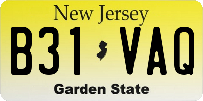 NJ license plate B31VAQ