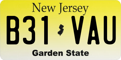 NJ license plate B31VAU
