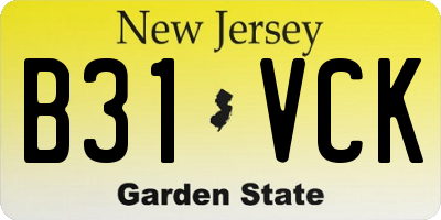 NJ license plate B31VCK
