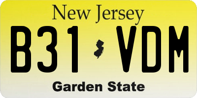 NJ license plate B31VDM