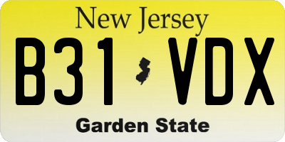 NJ license plate B31VDX