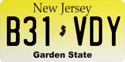 NJ license plate B31VDY