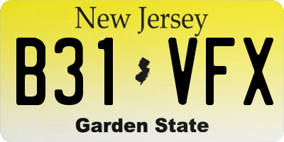 NJ license plate B31VFX