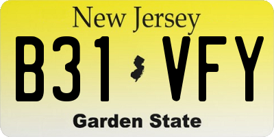 NJ license plate B31VFY