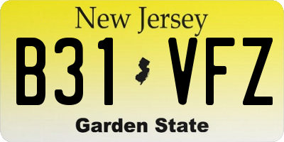 NJ license plate B31VFZ