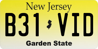 NJ license plate B31VID