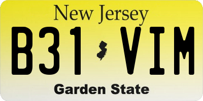 NJ license plate B31VIM