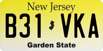 NJ license plate B31VKA