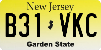 NJ license plate B31VKC