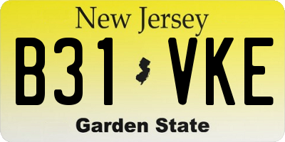 NJ license plate B31VKE