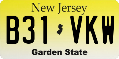 NJ license plate B31VKW