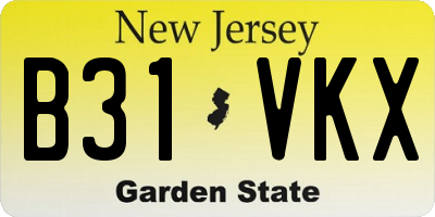 NJ license plate B31VKX