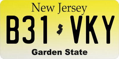 NJ license plate B31VKY
