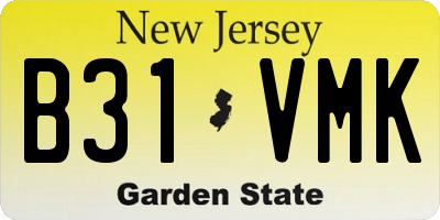 NJ license plate B31VMK