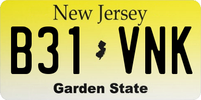 NJ license plate B31VNK