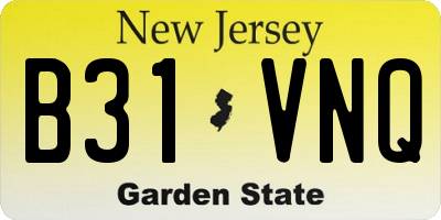 NJ license plate B31VNQ