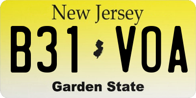 NJ license plate B31VOA