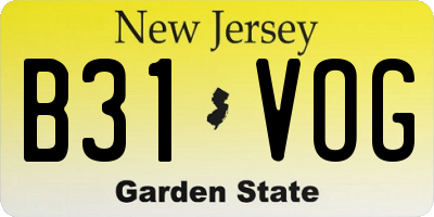 NJ license plate B31VOG