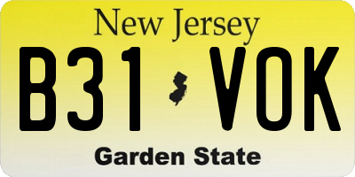 NJ license plate B31VOK