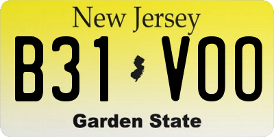 NJ license plate B31VOO