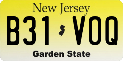 NJ license plate B31VOQ